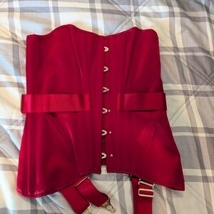 Red Satin Corset with Straps